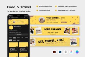 YouTube Banner Design for Food & Travel Explorers