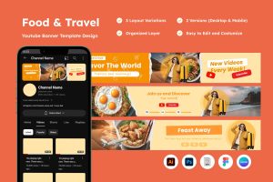 Youtube Channel Banner for Food & Travel V1