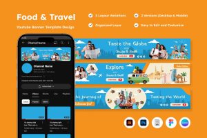 Youtube Channel Banner for Food & Travel V1