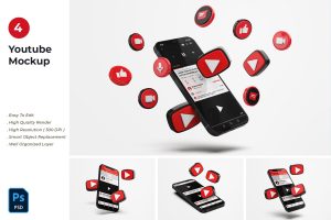 Youtube Mockup On Mobile Phone Pack 01