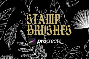 tropical leaves stamp brush