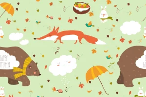 Vector autumn forest seamless pattern