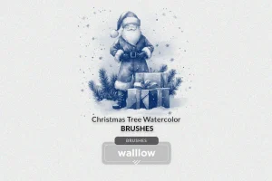 Watercolor Christmas clipart photoshop brush set