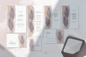 Wedding Invitation Set – Feather Ornaments