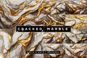 White Gold Cracked Marble Textures