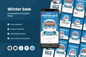 Winter Sale Social Media Post Template V4