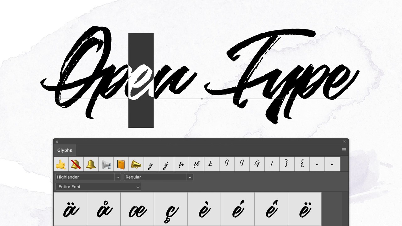 Tutorial: how to use and install an OTF font and use glyphs in Photoshop & Illustrator